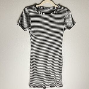 Brandy Melville Women’s Black/White Striped Ribbed Tshirt Dress 100% Cotton OS